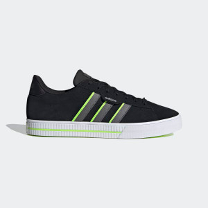 ADIDAS - Daily 3.0 Black with Green and Gray Straps Sneakers
