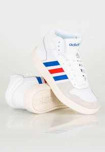 ADIDAS - Hoops 2.0 Retro Blue and Red Striped White Sneakers