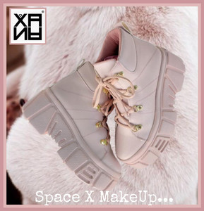 Pale Pink Chunky Platform Sneaker Boots