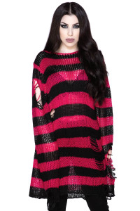 Mika Oversized Striped Raspberry Knit Sweater