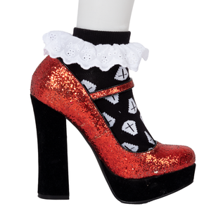 Black Coffin with Ankle Lace Trim Socks