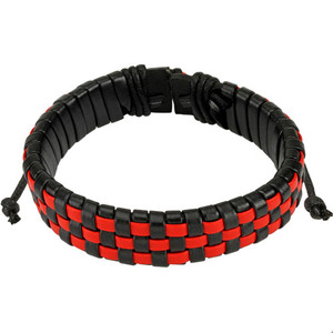 Red and Black Woven Squares Bracelet