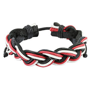 White, Black And Red Woven Bracelet