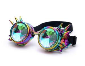 Metallic Rainbow Kaleidoscope with Spikes Goggles