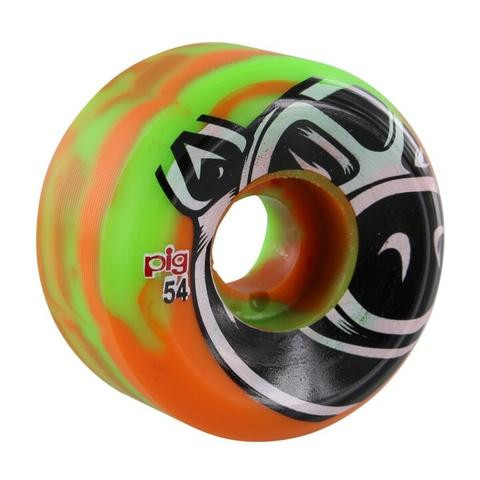 Pig Head C-Line Swirl Green/Orange 54mm 101a Wheels (Set of