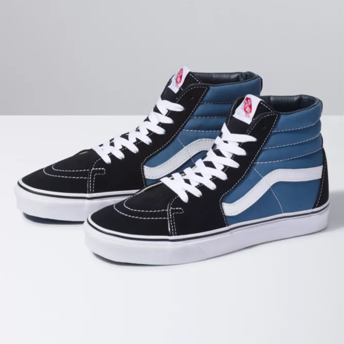 black and blue high top vans