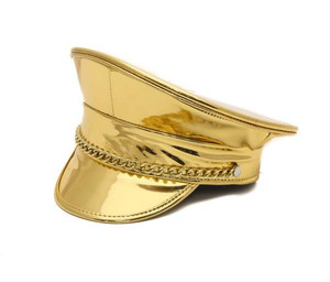 Gold Patent Chain Captain Hat