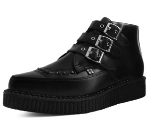 A9325 Black 3-Buckle Pointed Creepers Boots