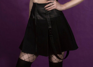 Black Bondage with Vinyl Details Skirt