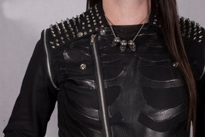 Black Vegan Skeleton Jacket with Detachable Sleeves