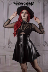 Black Vegan Leather "Goth" High Waist Skirt