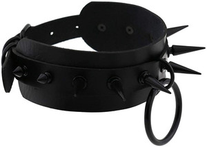 Black Choker With "O" Ring and Spikes