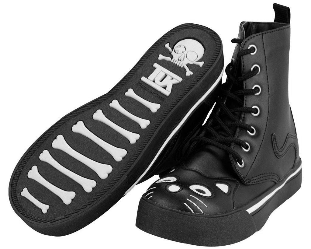 kitty♡ A6570 Black Vegan Kitty Sneaker Boots - Nuclear Waste