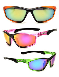 HBX 2505 - 80's Oval Mirrored Lens Sport Sunglasses 