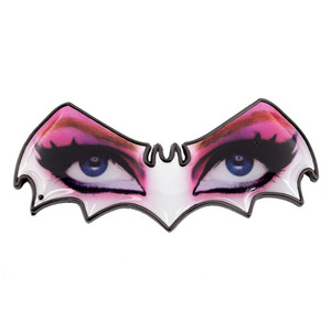 Metallic Elvira Bat Eyes Enamel Pin