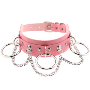 Pink O Rings with Chains Choker 