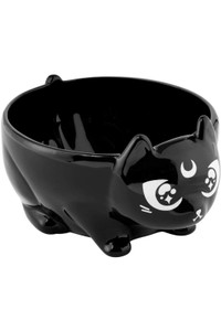 Black Gloss Kitty Ceramic Bowl