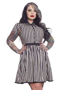 Cream & Black Striped Lydia Dress