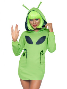 Alien Hoodie Fleece Dress Halloween Costume