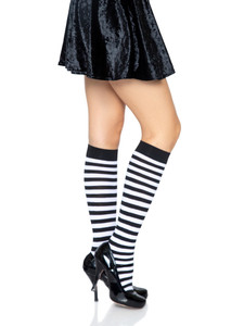 Black & White Striped Knee High Socks
