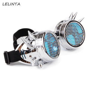 Chrome Goggles with Grilled Lens and Spikes 