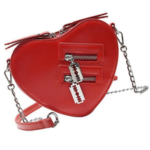 Red Heart Shaped Handbag with Razor Zippers