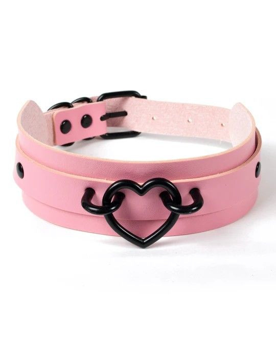 Wide Pink Heart Ring Choker - Nuclear Waste