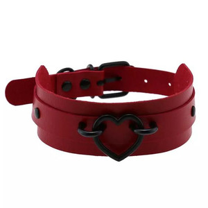 Wide Red Heart Ring Choker