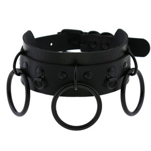 Wide Black with 3 O Rings Choker