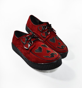 Red Suede Pumpkin Face Platform Creepers