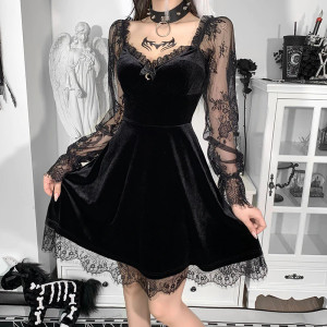 Lace Long Sleeve Goth Dress