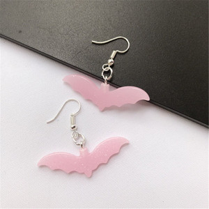 Glitter Pink Bat Earrings