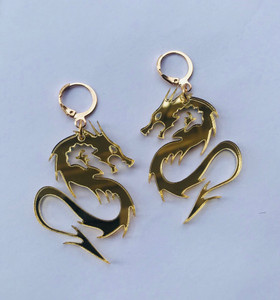 Shiny Golden Dragon Earrings