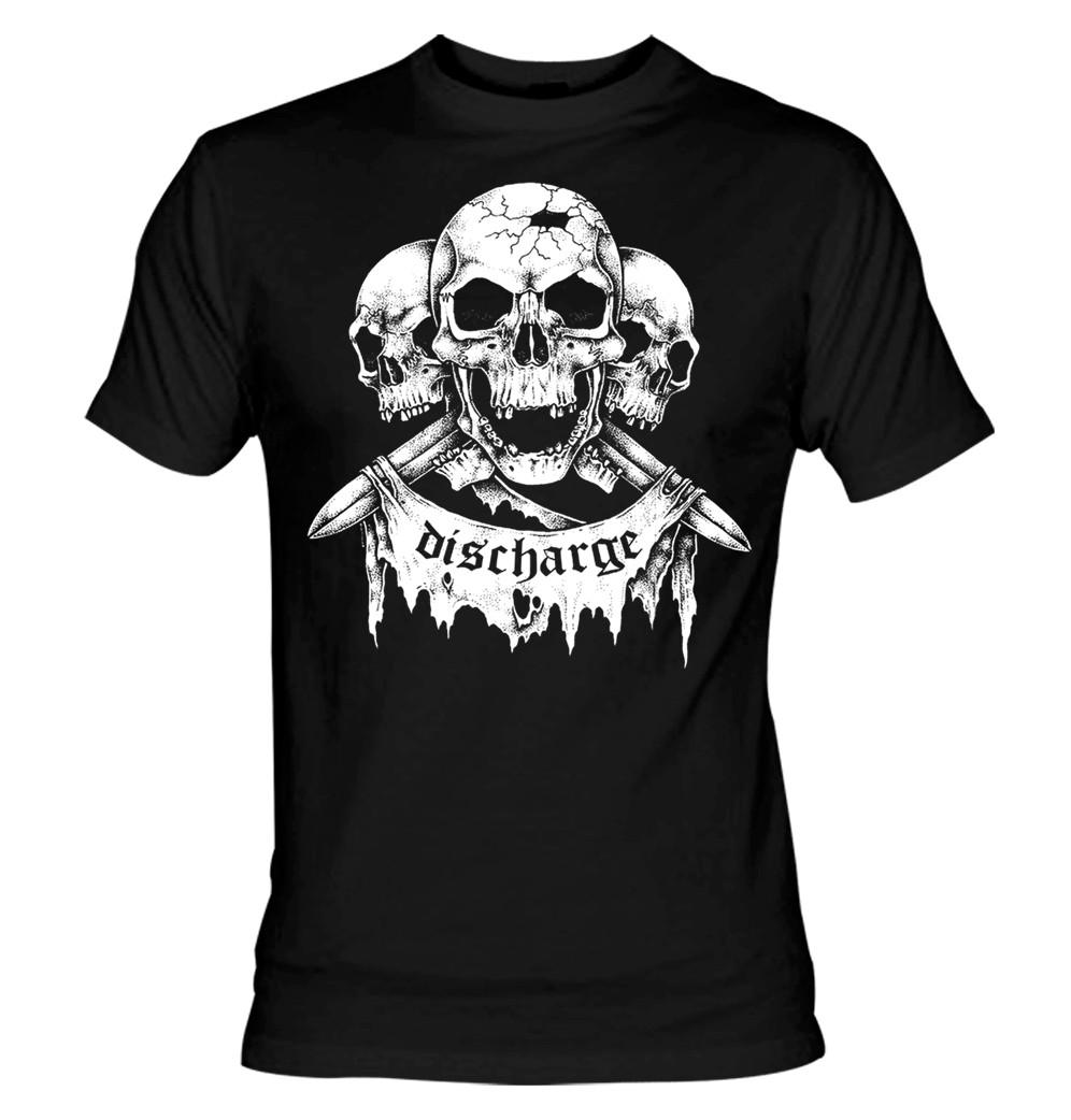 Discharge - White 3 Skulls T-Shirt - Nuclear Waste