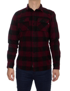 Wine Long Sleeve Flannel Button-Up Shirt