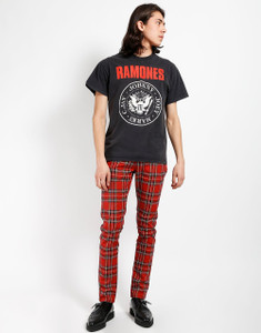 Rocker Skinny Jeans  Unisex Red Plaid