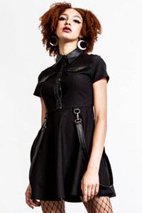 Menace Collar Black Dress