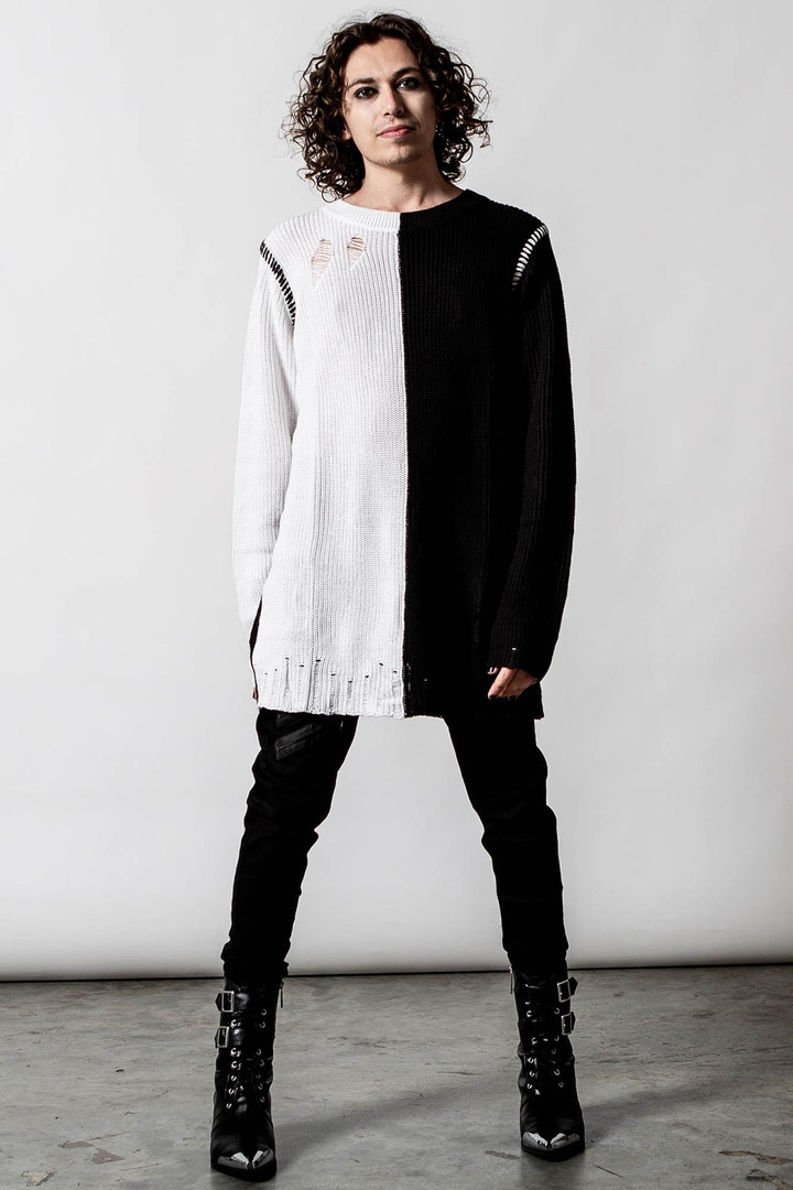 Antithesis Black And White Knit Sweater - Nuclear Waste
