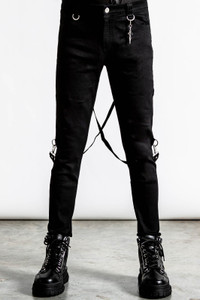 Ripper Black Jeans With Straps