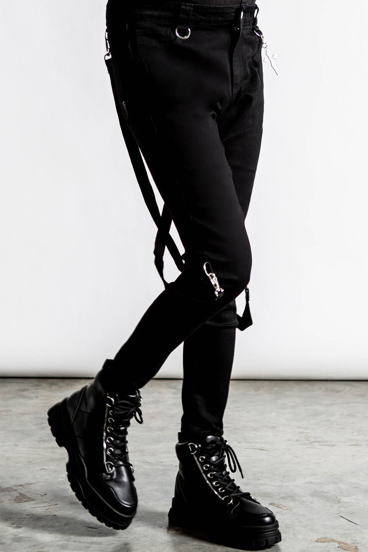 Ripper Black Jeans With Straps - Nuclear Waste