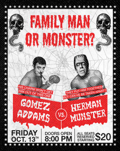Gomez Addams vs Herman Munster 4x5" Movie Color Patch