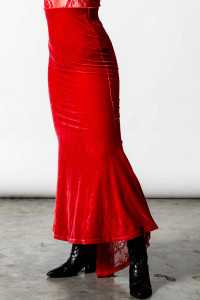 The Ghostess Maxi Skirt Lace Bottom Red Scarlet
