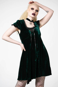 Emerald Velvet Heather Babydoll Dress