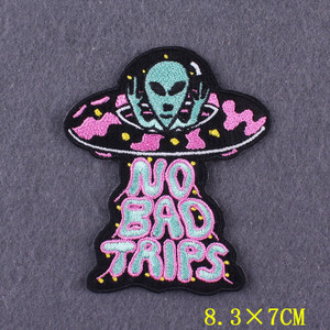 UFO No Bad Trips 2.8x3.5" Embroidered Patch
