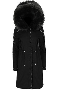 Black Gothic Winter Coat With Oversized Fur Hood "Moon Parka"