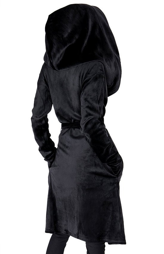 Black Velvet Reaper Hoodie With Oversized Hood - Nuclear Waste