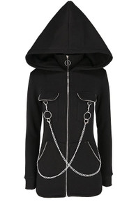 Black Gothic Chained Hoodie 