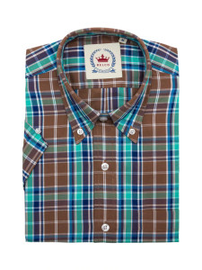 Brown Plaid Button-Up Shirt