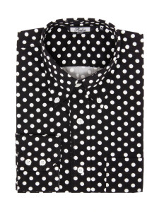 Black Polka Dot Long Sleeve Button-Up Shirt