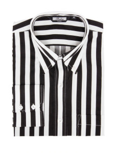 Black & White Striped Long Sleeve Button-Up Shirt